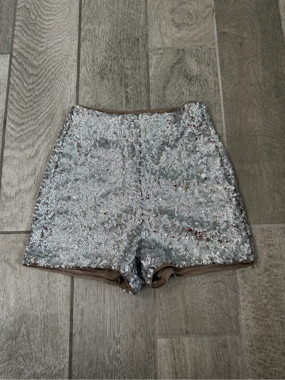 Express Silver Sequin High-Waist Women's Shorts